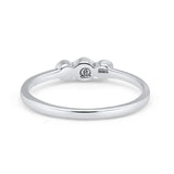 Three Stone Petite Dainty Thumb Fashion Ring Lab Created Opal Solid 925 Sterling Silver