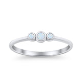 Three Stone Petite Dainty Thumb Fashion Ring Lab Created Opal Solid 925 Sterling Silver