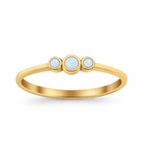 Three Stone Petite Dainty Thumb Fashion Ring Lab Created Opal Solid 925 Sterling Silver