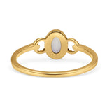 Oval Oxidized Statement Fashion Petite Dainty Thumb Ring Lab Created Opal Solid 925 Sterling Silver
