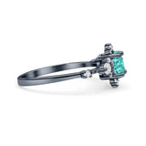 Halo Art Deco Bridal Wedding Engagement Ring Rhodium Plated Round Simulated Cubic Zirconia 925 Sterling Silver
