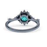 Halo Art Deco Bridal Wedding Engagement Ring Rhodium Plated Round Simulated Cubic Zirconia 925 Sterling Silver