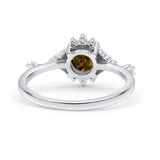 Halo Art Deco Bridal Wedding Engagement Ring Rhodium Plated Round Simulated Cubic Zirconia 925 Sterling Silver