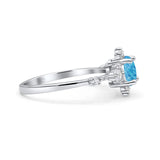 Halo Art Deco Bridal Wedding Engagement Ring Rhodium Plated Round Simulated Cubic Zirconia 925 Sterling Silver