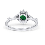 Halo Art Deco Bridal Wedding Engagement Ring Rhodium Plated Round Simulated Cubic Zirconia 925 Sterling Silver