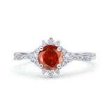 Halo Art Deco Bridal Wedding Engagement Ring Rhodium Plated Round Simulated Cubic Zirconia 925 Sterling Silver