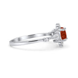 Halo Art Deco Bridal Wedding Engagement Ring Rhodium Plated Round Simulated Cubic Zirconia 925 Sterling Silver