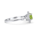 Halo Art Deco Bridal Wedding Engagement Ring Rhodium Plated Round Simulated Cubic Zirconia 925 Sterling Silver