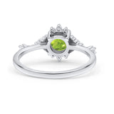Halo Art Deco Bridal Wedding Engagement Ring Rhodium Plated Round Simulated Cubic Zirconia 925 Sterling Silver