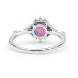 Halo Art Deco Bridal Wedding Engagement Ring Rhodium Plated Round Simulated Cubic Zirconia 925 Sterling Silver