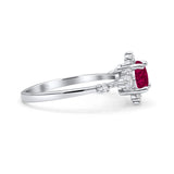 Halo Art Deco Bridal Wedding Engagement Ring Rhodium Plated Round Simulated Cubic Zirconia 925 Sterling Silver