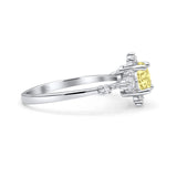 Halo Art Deco Bridal Wedding Engagement Ring Rhodium Plated Round Simulated Cubic Zirconia 925 Sterling Silver