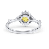 Halo Art Deco Bridal Wedding Engagement Ring Rhodium Plated Round Simulated Cubic Zirconia 925 Sterling Silver
