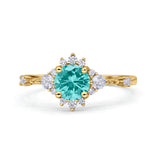 Halo Art Deco Bridal Wedding Engagement Ring Rhodium Plated Round Simulated Cubic Zirconia 925 Sterling Silver