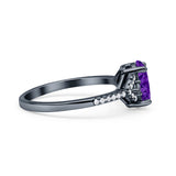 Art Deco Oval Wedding Engagement Ring Rhodium Plated Simulated Cubic Zirconia 925 Sterling Silver