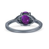 Art Deco Oval Wedding Engagement Ring Rhodium Plated Simulated Cubic Zirconia 925 Sterling Silver