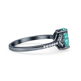 Art Deco Oval Wedding Engagement Ring Rhodium Plated Simulated Cubic Zirconia 925 Sterling Silver