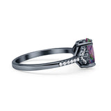 Art Deco Oval Wedding Engagement Ring Rhodium Plated Simulated Cubic Zirconia 925 Sterling Silver