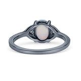Art Deco Oval Wedding Engagement Ring Rhodium Plated Simulated Cubic Zirconia 925 Sterling Silver