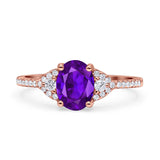 Art Deco Oval Wedding Engagement Ring Rhodium Plated Simulated Cubic Zirconia 925 Sterling Silver