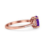 Art Deco Oval Wedding Engagement Ring Rhodium Plated Simulated Cubic Zirconia 925 Sterling Silver