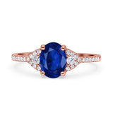 Art Deco Oval Wedding Engagement Ring Rhodium Plated Simulated Cubic Zirconia 925 Sterling Silver