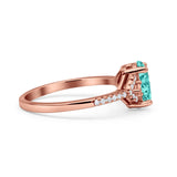 Art Deco Oval Wedding Engagement Ring Rhodium Plated Simulated Cubic Zirconia 925 Sterling Silver