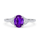 Art Deco Oval Wedding Engagement Ring Rhodium Plated Simulated Cubic Zirconia 925 Sterling Silver