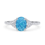 Art Deco Oval Wedding Engagement Ring Rhodium Plated Simulated Cubic Zirconia 925 Sterling Silver