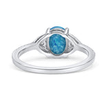 Art Deco Oval Wedding Engagement Ring Rhodium Plated Simulated Cubic Zirconia 925 Sterling Silver