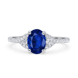 Art Deco Oval Wedding Engagement Ring Rhodium Plated Simulated Cubic Zirconia 925 Sterling Silver