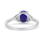 Art Deco Oval Wedding Engagement Ring Rhodium Plated Simulated Cubic Zirconia 925 Sterling Silver