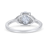 Art Deco Oval Wedding Engagement Ring Rhodium Plated Simulated Cubic Zirconia 925 Sterling Silver
