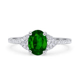 Art Deco Oval Wedding Engagement Ring Rhodium Plated Simulated Cubic Zirconia 925 Sterling Silver