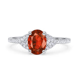 Art Deco Oval Wedding Engagement Ring Rhodium Plated Simulated Cubic Zirconia 925 Sterling Silver
