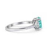 Art Deco Oval Wedding Engagement Ring Rhodium Plated Simulated Cubic Zirconia 925 Sterling Silver