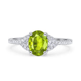 Art Deco Oval Wedding Engagement Ring Rhodium Plated Simulated Cubic Zirconia 925 Sterling Silver