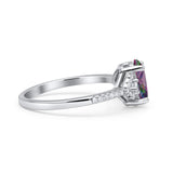 Art Deco Oval Wedding Engagement Ring Rhodium Plated Simulated Cubic Zirconia 925 Sterling Silver