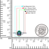 Art Deco Oval Wedding Engagement Ring Rhodium Plated Simulated Cubic Zirconia 925 Sterling Silver