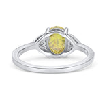 Art Deco Oval Wedding Engagement Ring Rhodium Plated Simulated Cubic Zirconia 925 Sterling Silver