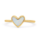 Solitaire Heart Promise Ring Band Valentines Statement Fashion Ring Lab Created Opal 925 Sterling Silver