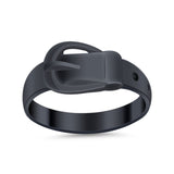 Fashion Trendy Belt Buckle Band Simple Plain Ring 925 Sterling Silver