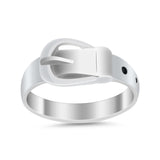 Fashion Trendy Belt Buckle Band Simple Plain Ring 925 Sterling Silver