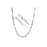 8MM 200 Rhodium Plated Curb Chain .925 Sterling Silver Length 8"-28" Inches