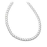 6MM 150 Rhodium Plated Curb Chain .925 Sterling Silver Length 8"-28" Inches