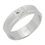 6mm 925 Sterling Sliver Diamond Cut His Or Hers Wedding Band-Blue Apple Jewellary