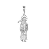 Santa Muerte Pendant 925 Sterling Silver Regular Diamond Cut charm 45mm Long-Blue Apple Jewelary