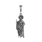 San Judas Pendant 925 Sterling Silver Oxidize charm 35mm Long-Blue Apple Jewelary