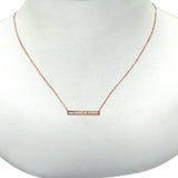 14K Gold Baguette Diamond Trendy Bar .15ct Pendant Necklace 16"+2"