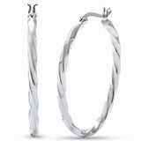 Twisted Hoop Earrings 925 Sterling Silver 44mm